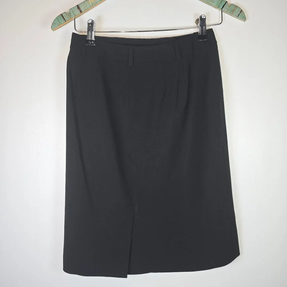 Brooks Brothers Women's Black Wool 2 Piece Professional Pencil Skirt Set, 2P/4P